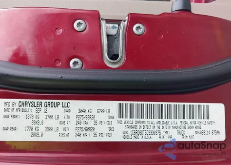 2012 Ram 1500 Slt z USA, uszkodzony, nr VIN 1C6RD6GT5CS330375